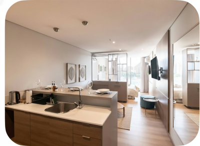 Exclusivo monoambiente de lujo, 46 m² completamente amoblado con cochera, estratégicamente ubicado sobre Av. Molas López, a pasos del Paseo La Galería y Shopping del Sol.