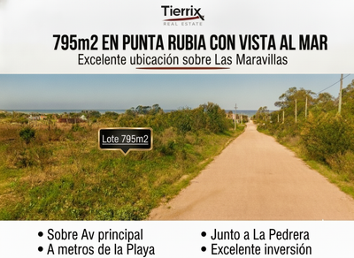 VENTA TERRENO EN PUNTA RUBIA CON VISTA AL MAR 795 M² SOBRE AV. LAS MARAVILLAS
