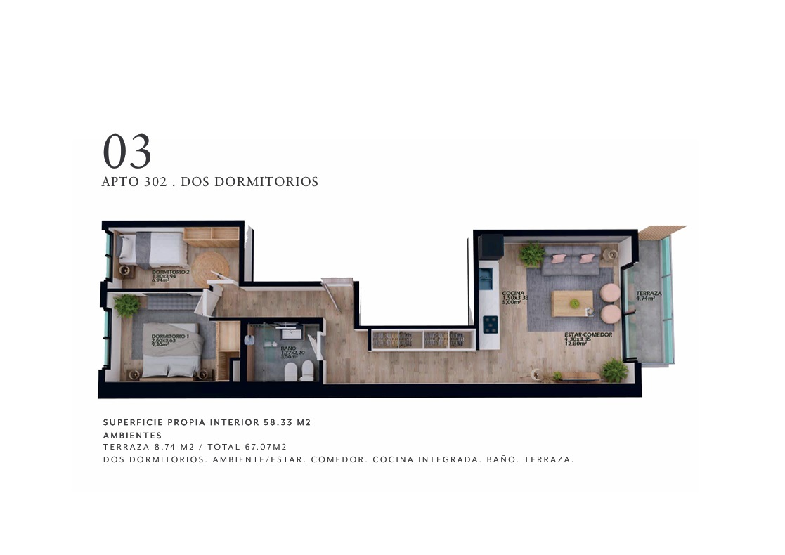 Venta Tres Cruces Apartamento 2 dormitorios con garaje - Ansicht 5
