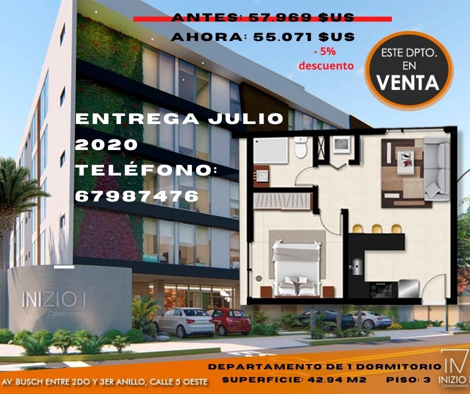 Venta de inmuebles de 1 dormitorio en Santa Cruz infocasas .bo