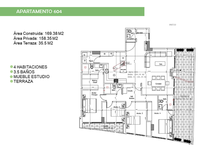 Apartamento de 4 alcobas en venta en Santa Barbara, Bogotá, 169 m² · foto 6 de 22