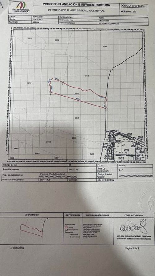 Lote en venta en San Antonio Del Carrizal, Bucaramanga, 40000 m² · foto 2 de 15
