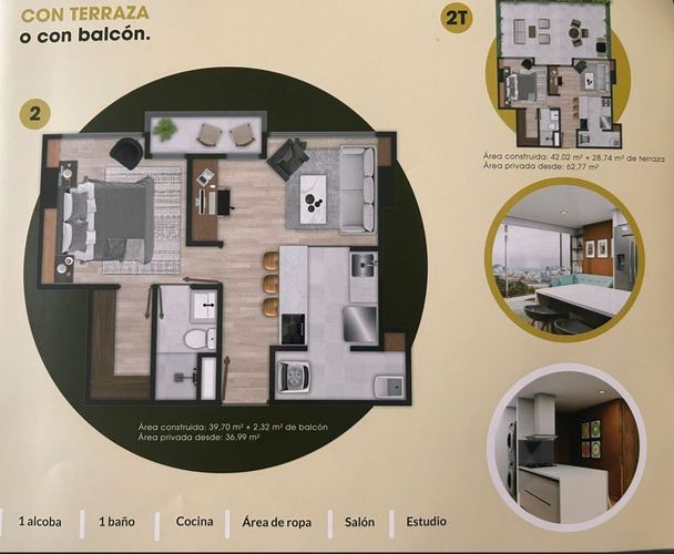 Apartaestudio en venta en Cerro De Oro, Manizales, 42 m² · foto 2 de 5