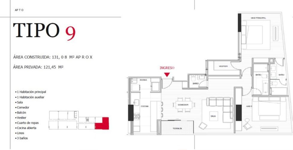 Apartamento en venta en La Cabrera, Bogotá, 132 m² · foto 2 de 5