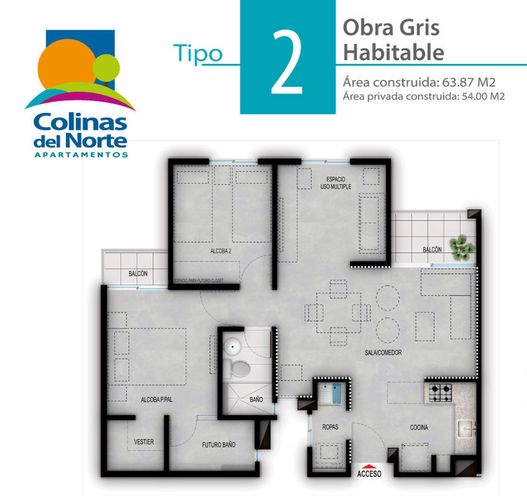 Apartamento de 2 alcobas en venta en Arroyohondo, Yumbo, 63 m² · foto 18 de 18