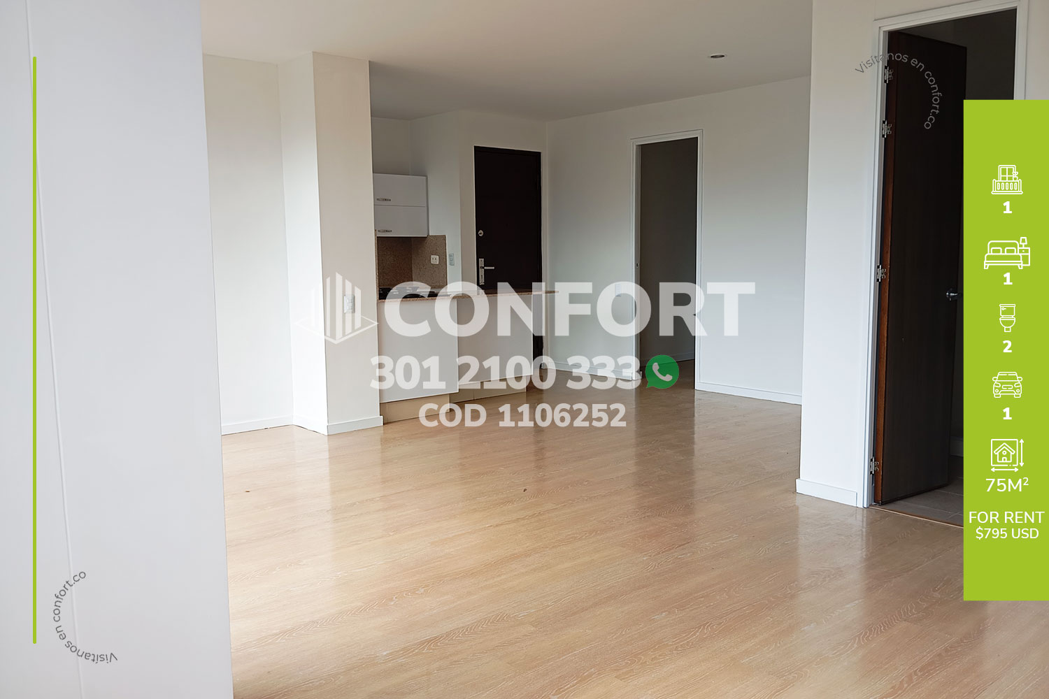 1BR Apartment in Loma del Esmeraldal (75 m²)