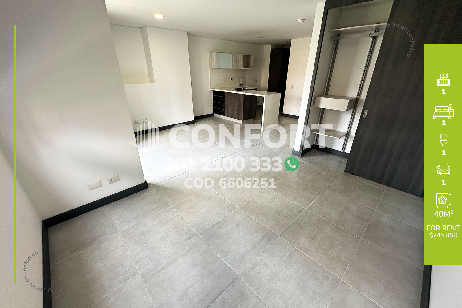 Apartaestudio en Arriendo en Ciudad del Río, Medellín en Villa Carlota