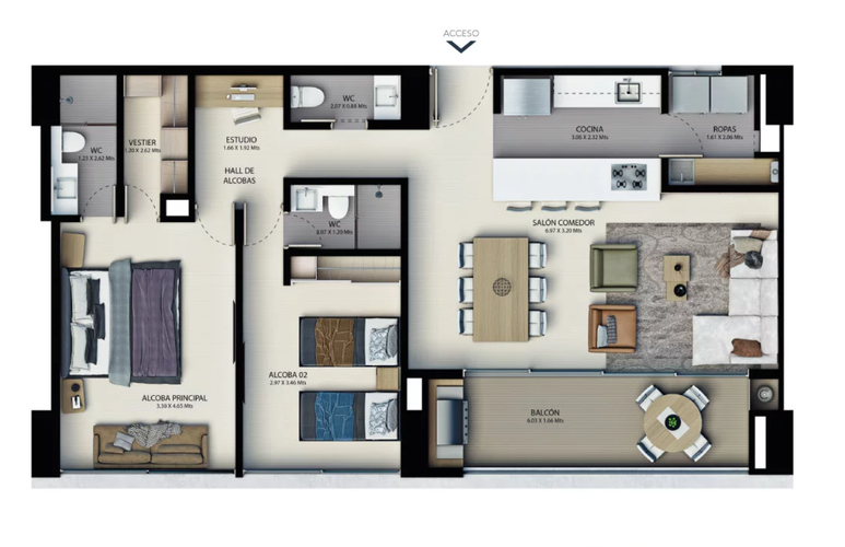 Apartamento de 2 alcobas en arriendo en El Poblado, Medellín, 106 m² · foto 2 de 20