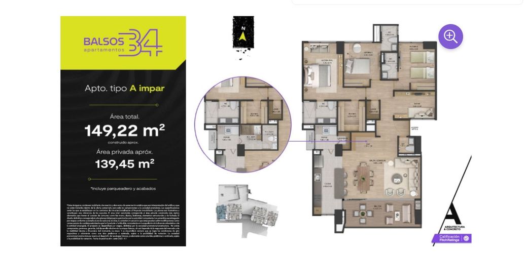Apartamento de 2 alcobas en venta en Los Balsos, Medellín, 82 m² · foto 9 de 15