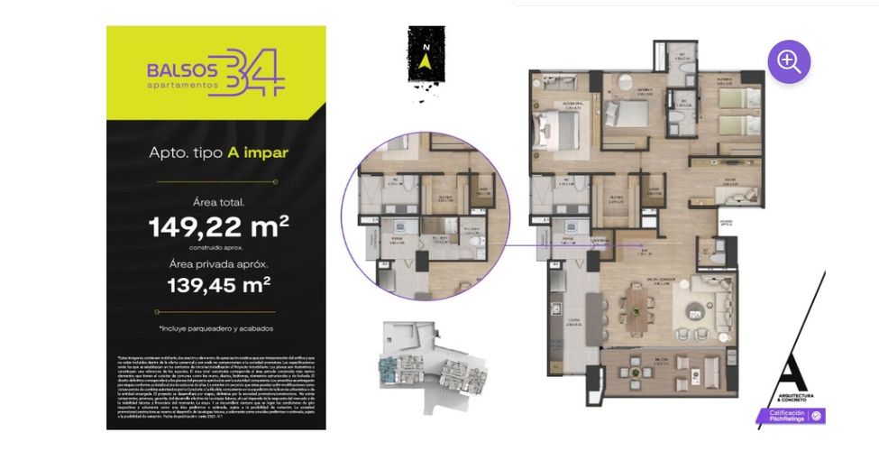 Apartamento de 2 alcobas en venta en Los Balsos, Medellín, 82 m² · foto 12 de 15