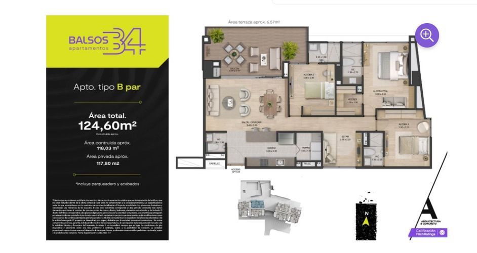 Apartamento de 2 alcobas en venta en Los Balsos, Medellín, 82 m² · foto 11 de 15