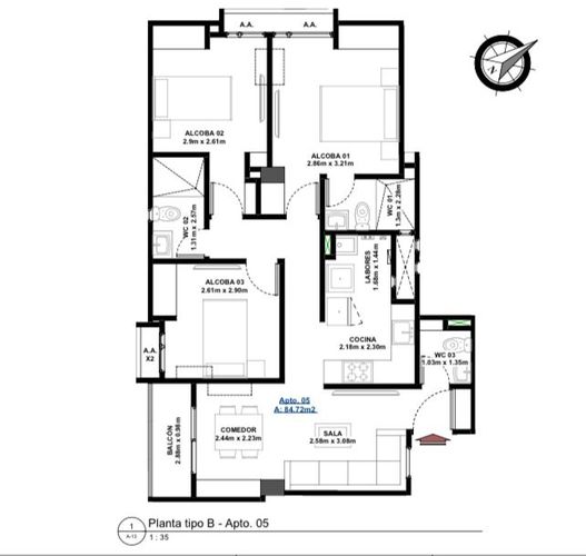 Apartamento de 3 alcobas en venta en Las Delicias, Barranquilla, 111 m² · foto 7 de 8