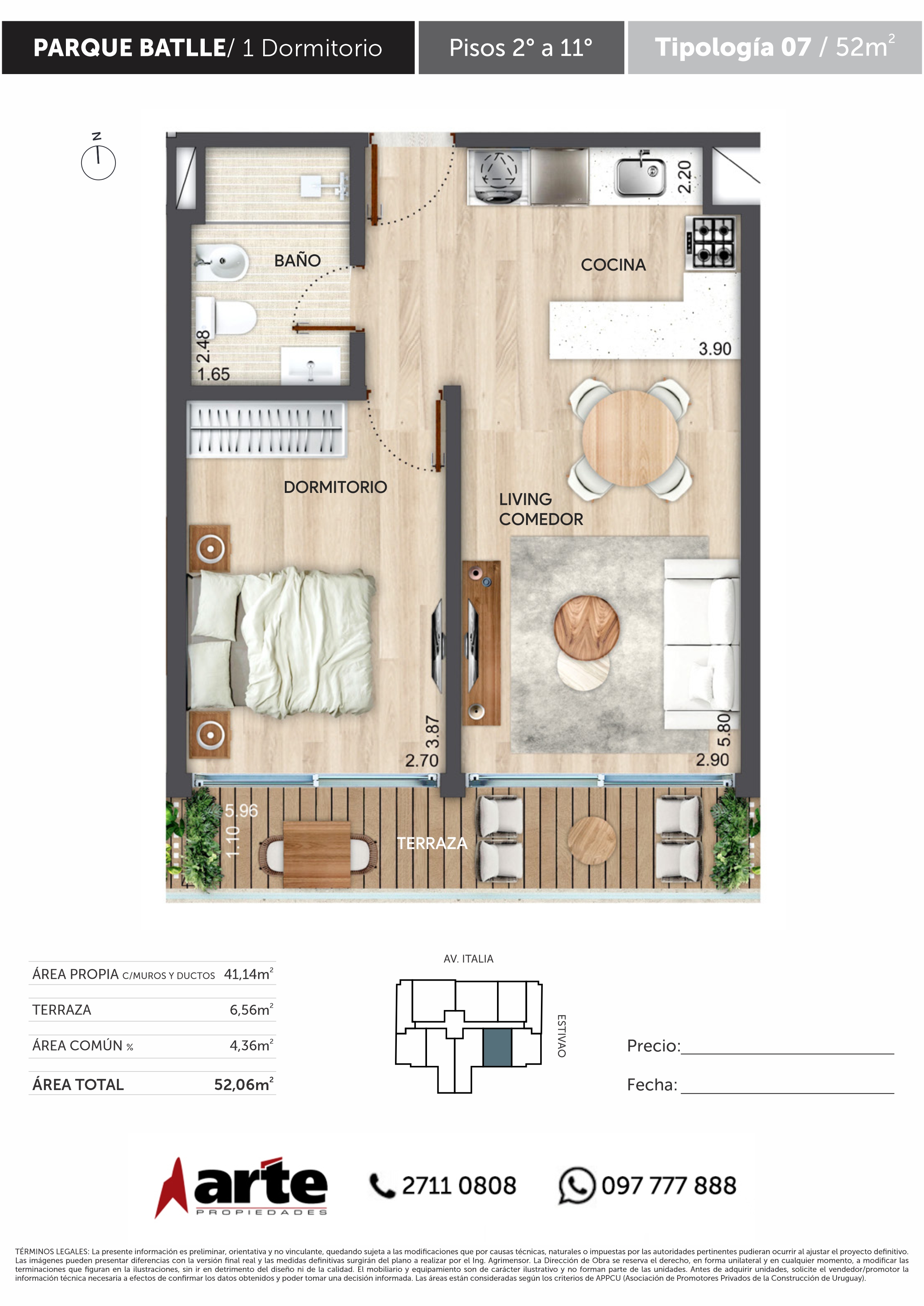 Venta De Apartamento De 1 Dormitorio a ESTRENAR En Parque Batlle Con Amplia Terraza - Ansicht 3