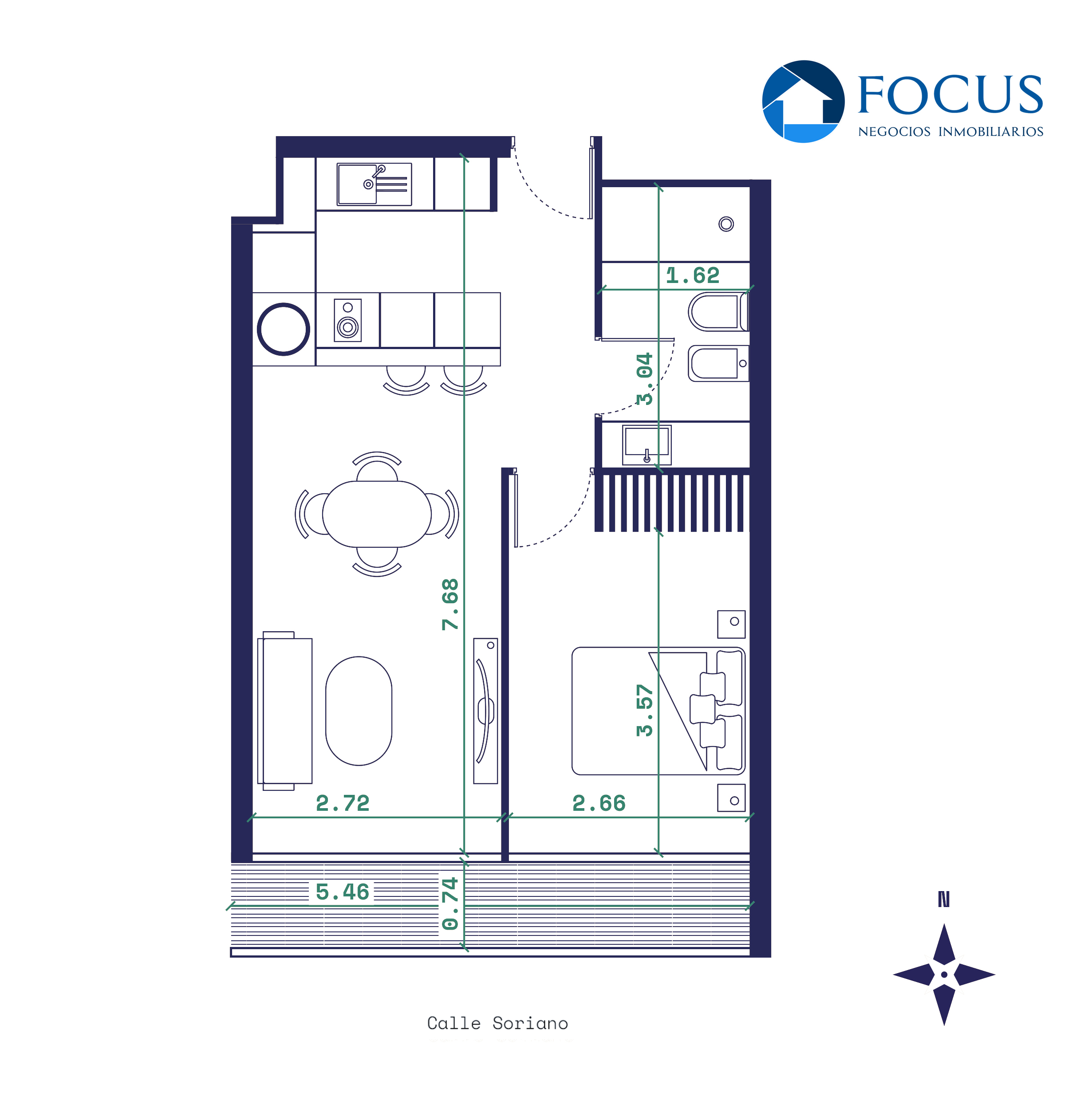 Venta Apartamento 1 Dormitorio Con Terraza Al Frente En El Centro - Ansicht 2