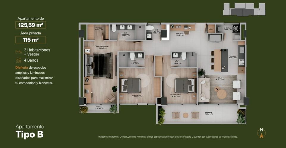 Apartamento de 3 alcobas en venta en Zuñiga, Envigado, 12 m² · foto 10 de 13