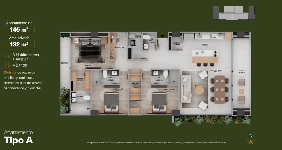 Apartamento de 3 alcobas en venta en Zuñiga, Envigado, 12 m² · foto 9 de 13