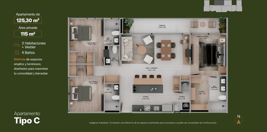 Apartamento de 3 alcobas en venta en Zuñiga, Envigado, 12 m² · foto 11 de 13