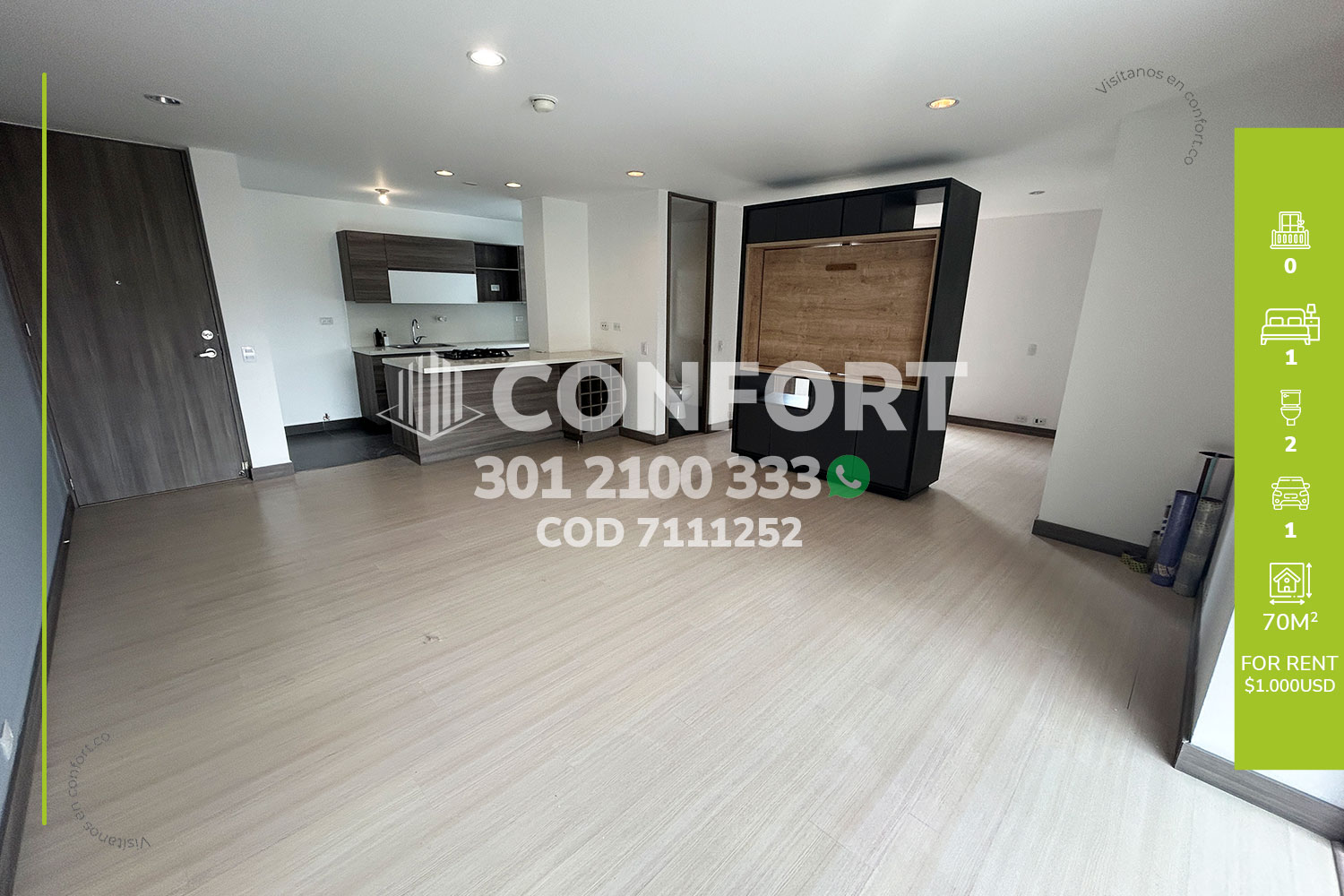 1BR Apartment in Loma del Esmeraldal (70 m²)