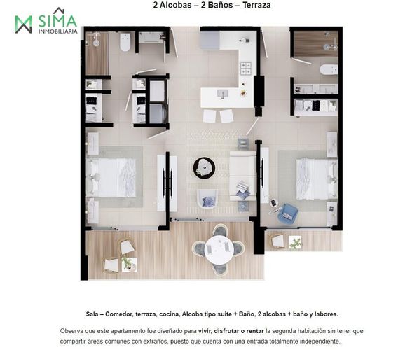 Apartamento de 2 alcobas en venta en La Boquilla, Cartagena, 98 m² · foto 2 de 2