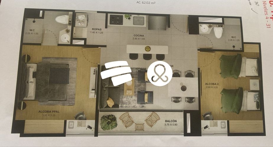 Apartamento de 2 alcobas en venta en Centro, Bello, 62 m² · foto 7 de 15