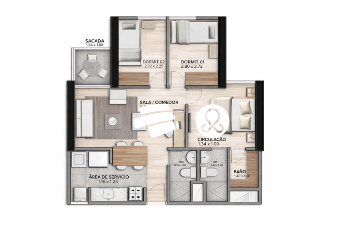 Apartamento de 3 alcobas en venta en Asentamiento La Orquidea, Bello, 54 m² · foto 2 de 6