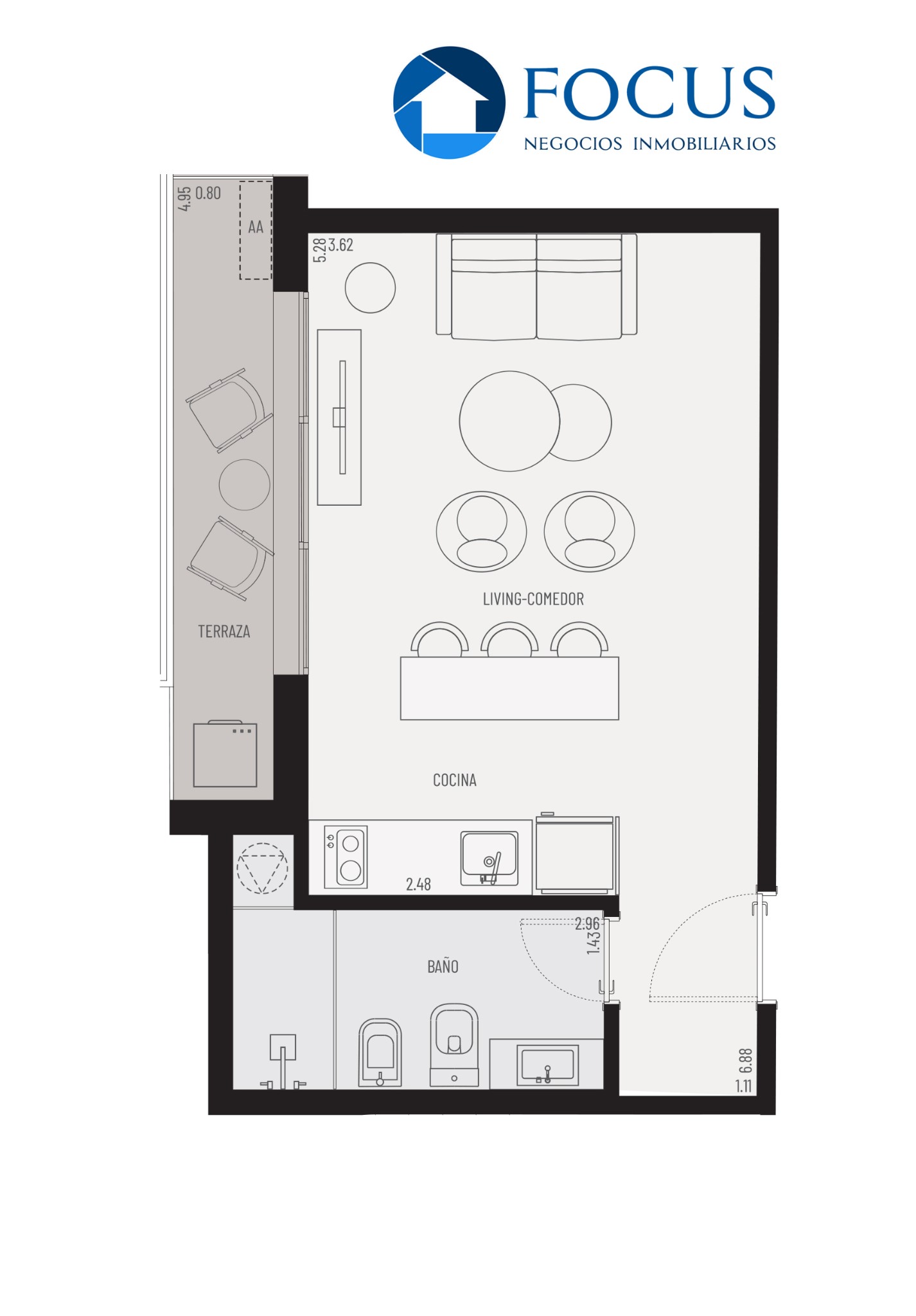 Venta Apartamento Monoambiente Con Terraza En Tres Cruces - Ansicht 2