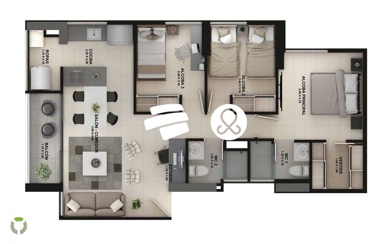 Apartamento de 3 alcobas en venta en Santa Ana, Rionegro, 74 m² · foto 14 de 14