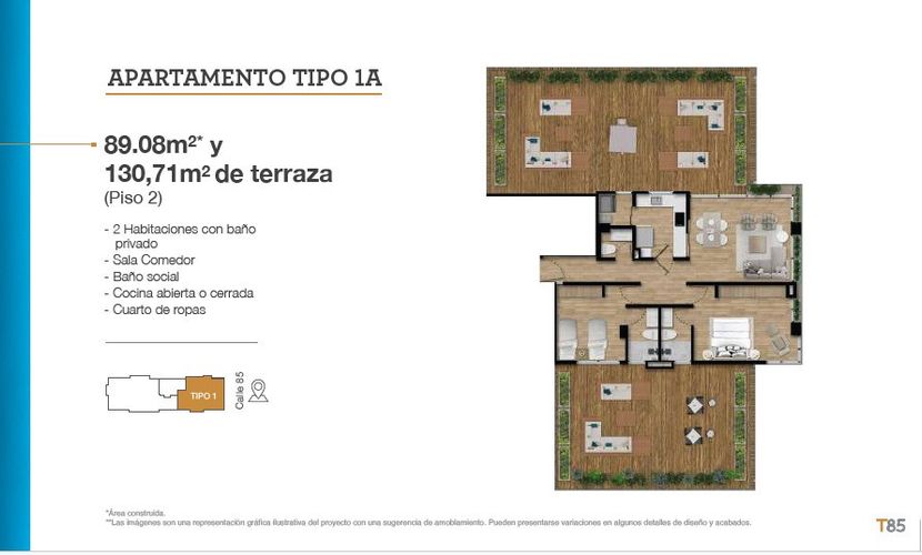 Apartamento de 2 alcobas en venta en La Cabrera, Bogotá, 90 m² · foto 8 de 19