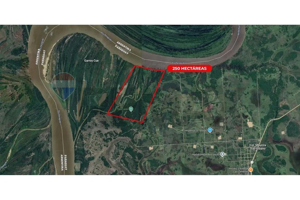AMPLIO TERRENO DE 2.500.000 M2 EN PILAR LINDANTE CON EL RÍO PARAGUAY EN VENTA — foto 2