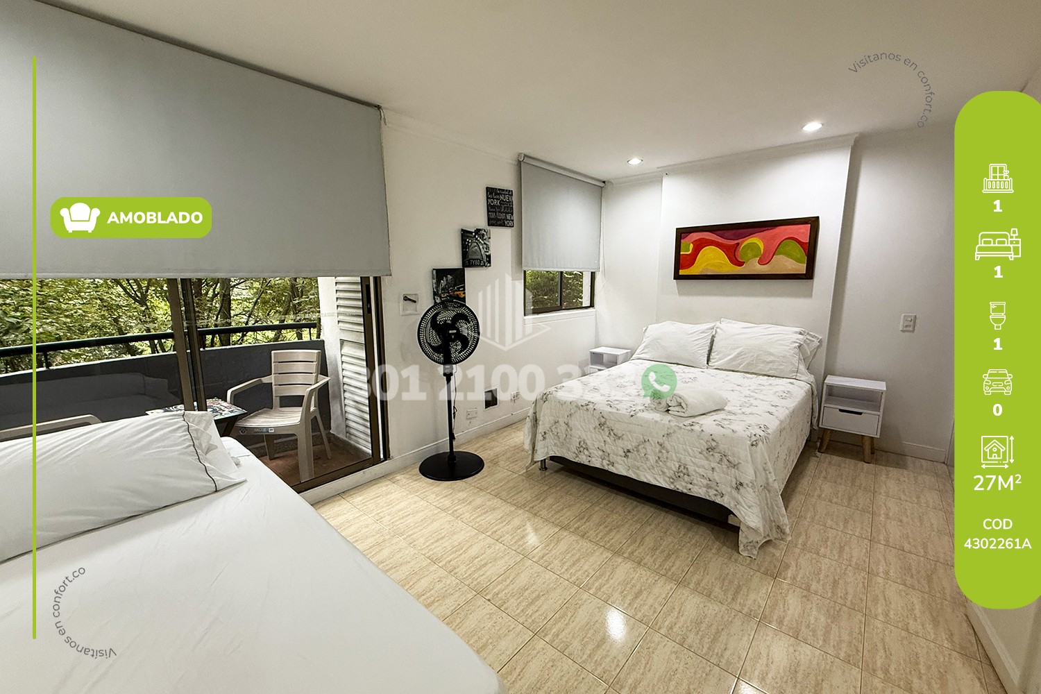 Studio for rent in Las lomas no.1, Medellín