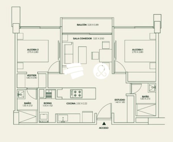 Apartamento de 2 alcobas en venta en El Retiro, 52 m² · foto 8 de 12