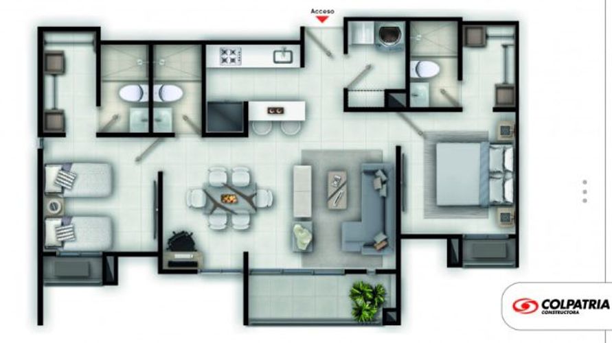 Apartamento de 2 alcobas en venta en Serena Del Mar, Cartagena, 80 m² · foto 9 de 11