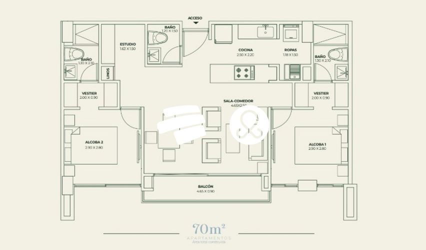 Apartamento de 2 alcobas en venta en El Retiro, 70 m² · foto 2 de 7