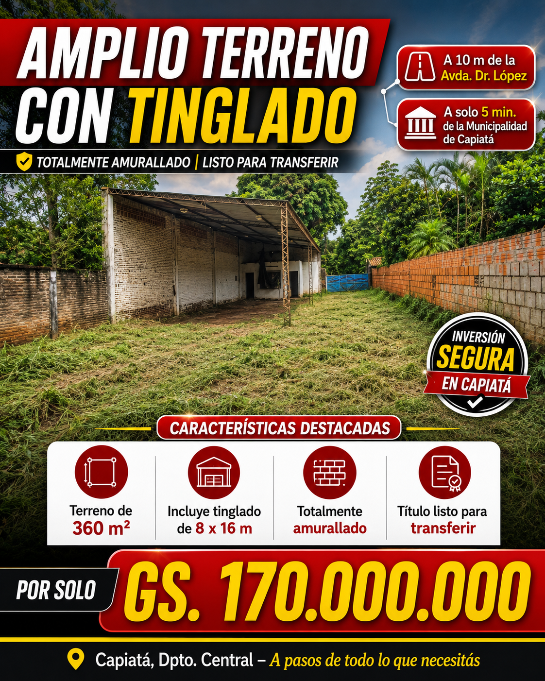 Terreno con tinglado a 5 minutos de la Municipalidad de Capiata — foto 2