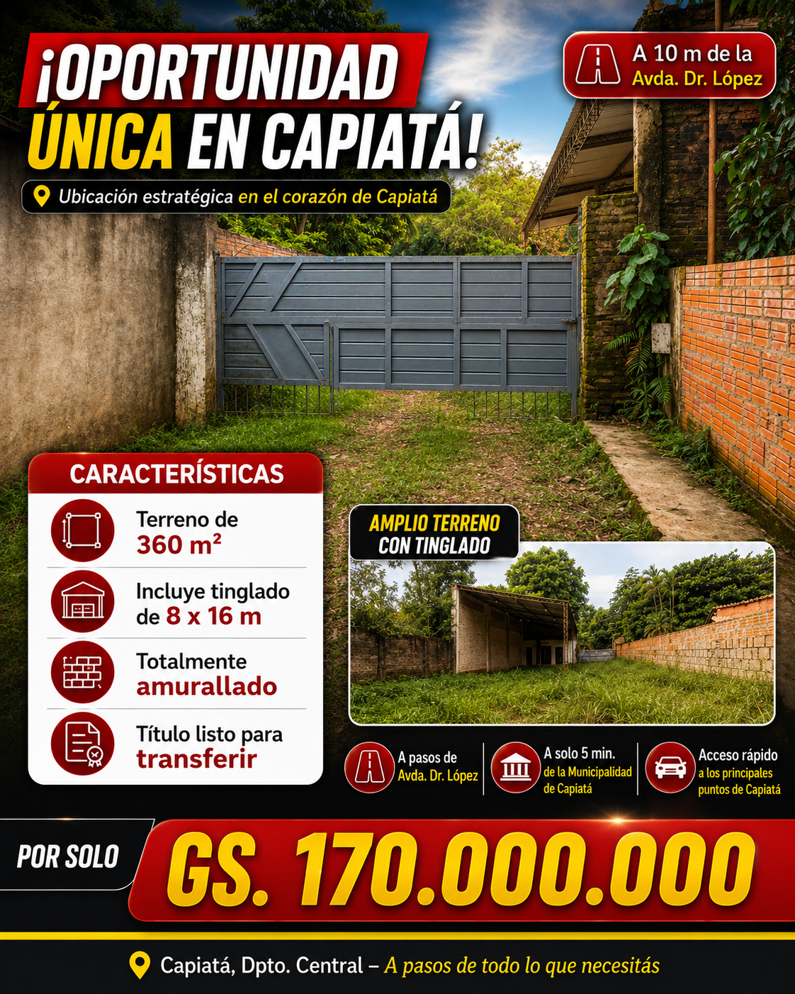 Terreno con tinglado a 5 minutos de la Municipalidad de Capiata — foto 3