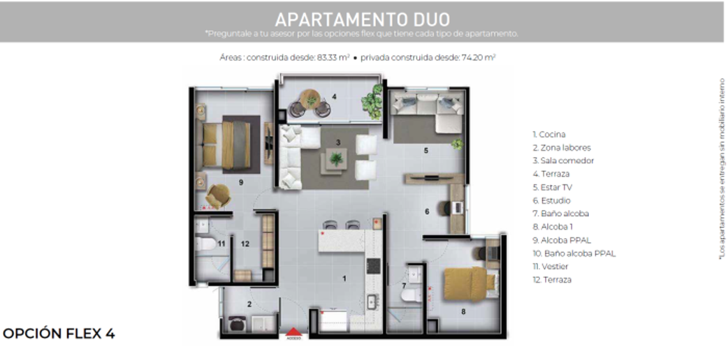 Apartamento de 2 alcobas en venta en Bochalema, Cali, 83 m² · foto 2 de 7