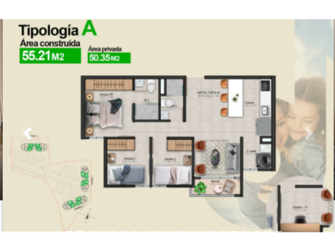 Apartamento de 3 alcobas en venta en Machado, Medellín, 55 m² · foto 13 de 16
