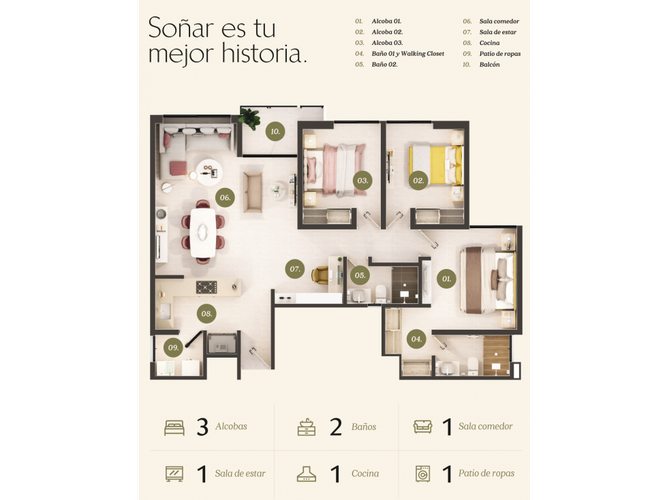 Apartamento de 3 alcobas en venta en Cerritos, Pereira, 95 m² · foto 2 de 10