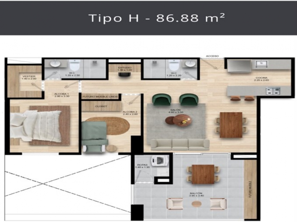 Apartamento en venta en El Portal, Envigado · foto 9 de 21