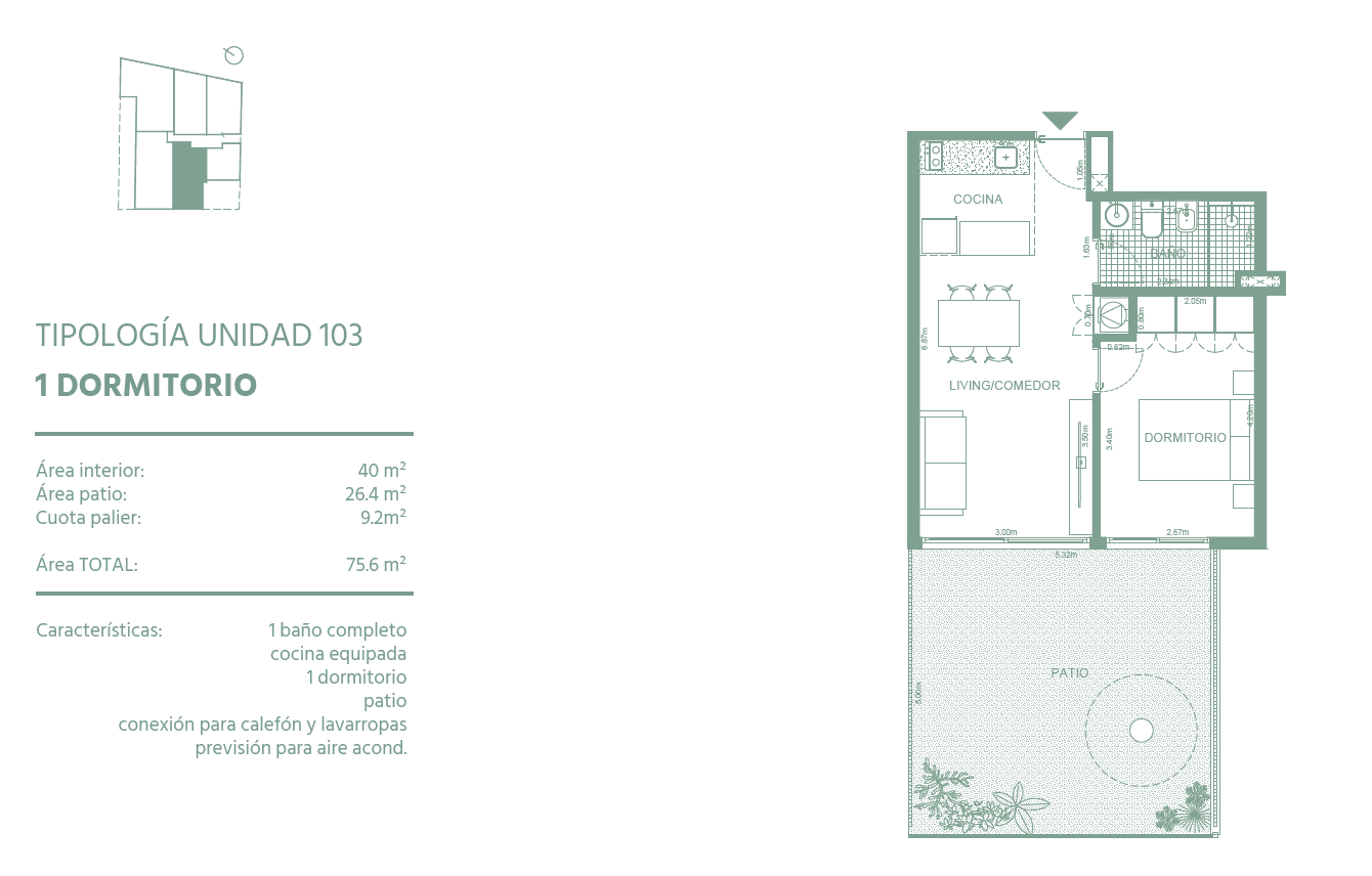 Malvín: Apartamento de 1 Dormitorio con Patio en Pozo - Widok 4