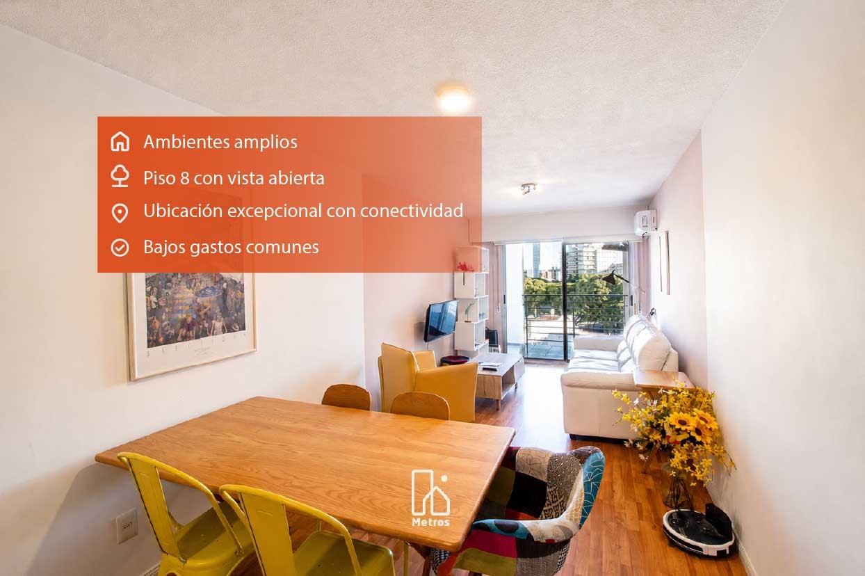 Venta Apartamento Amueblado Punta carretas 1 dormitorio - Ambientes amplios - Piso 8 - Terraza + Garaje - Servicios a metros