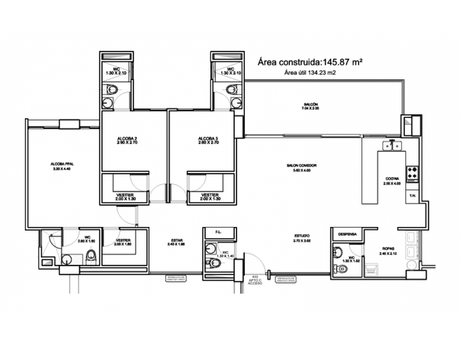 Apartamento de 3 alcobas en venta en Loma De Las Brujas, Envigado, 145 m² · foto 10 de 15