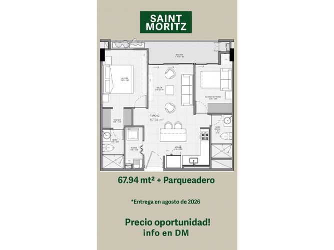 Apartamento de 2 alcobas en venta en El Retiro, 64 m² · foto 5 de 6