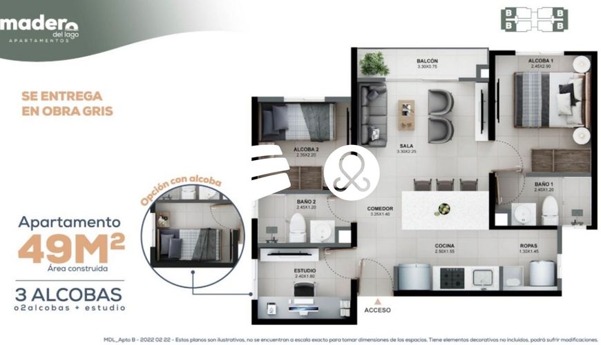 Apartamento de 2 alcobas en venta en Abreo, Rionegro, 48 m² · foto 12 de 12