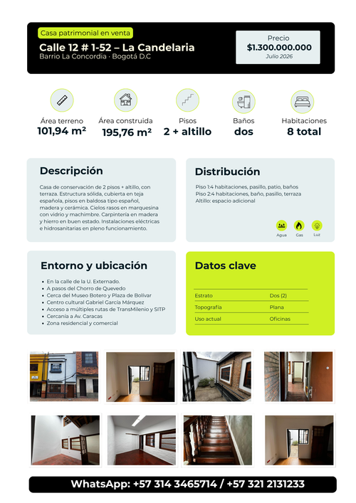 Casa de 8 alcobas en venta en La Candelaria, Bogotá, 195 m² · foto 2 de 20
