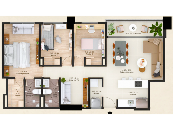 Apartamento de 3 alcobas en venta en La Cuenca, Envigado, 83 m² · foto 16 de 24