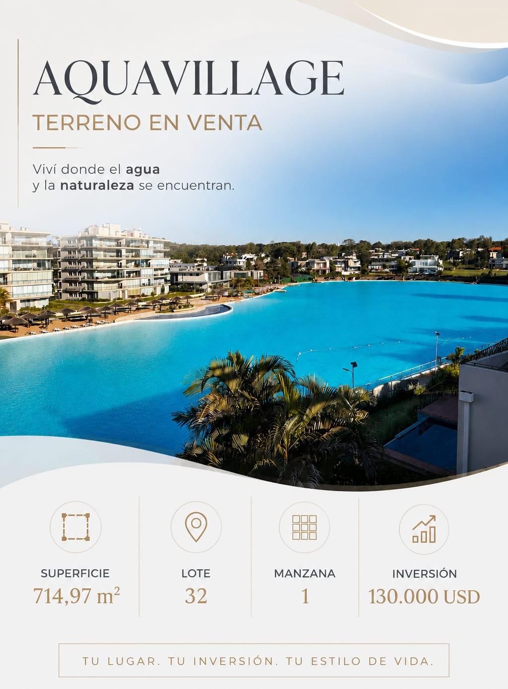VENDO TERRENO EN ALTOS CONDOMINIO AQUAVILLAGE: UBICACIÓN PRIVILEGIADA