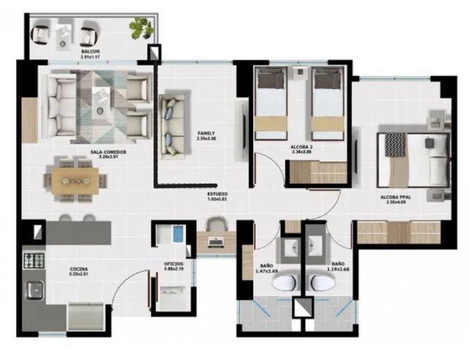 Apartamento de 3 alcobas en venta en Cr Frayle, Palmira, 74 m² · foto 3 de 24