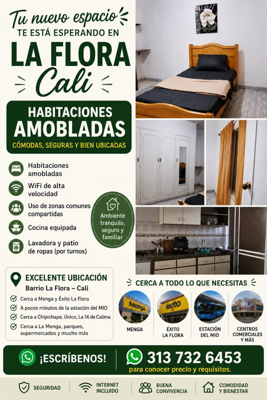 Habitación en arriendo en Urbanizacion la Flora