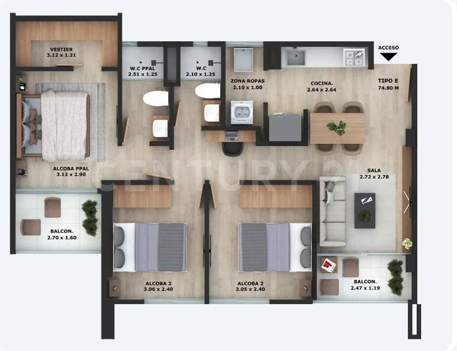 Apartamento de 3 alcobas en venta en San Nicolas, La Ceja, 82 m² · foto 15 de 16
